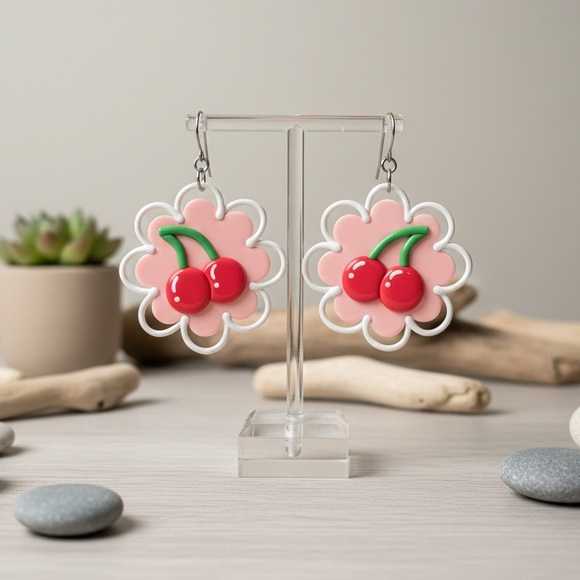 Cherry Blossom - Handmade Earrings - Valentine’s Day - Picture 2 of 6